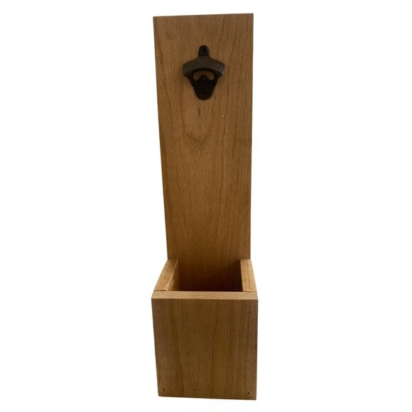 Wood Bottle Opener Cap Catcher Box - Picture 1 of 6